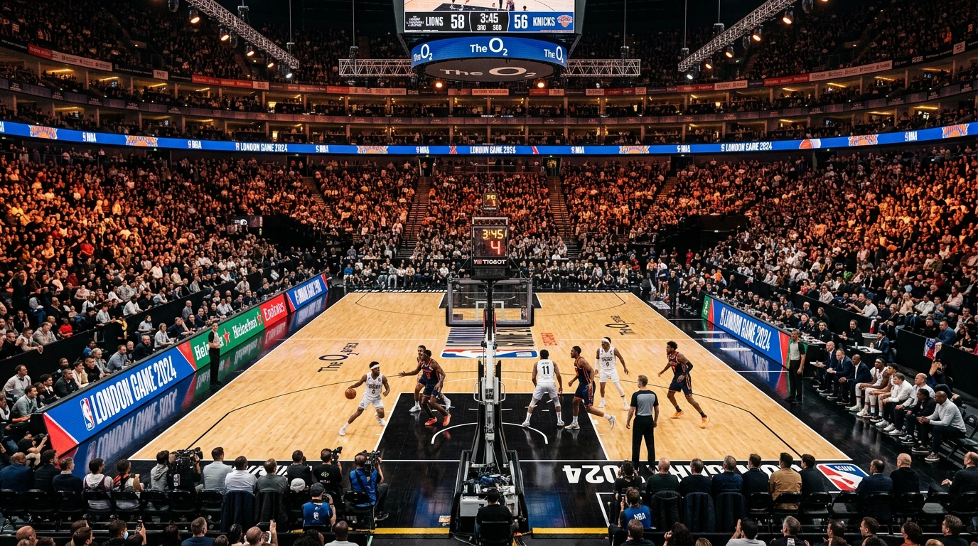The O2 arena during the 2026 NBA London Game between Orlando and Memphis, viewed from the upper bowl